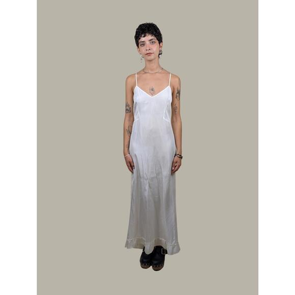 1940's taffeta bias cut white slip dress - Picture 1 of 3